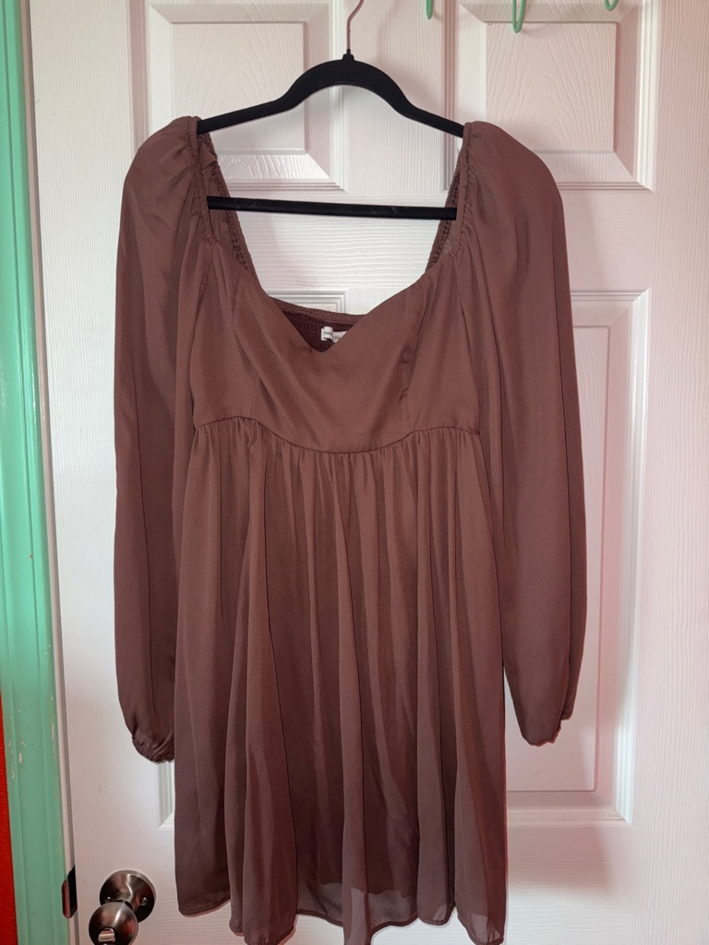 Abercrombie & Fitch Brown Long-Sleeve Babydoll Dress
